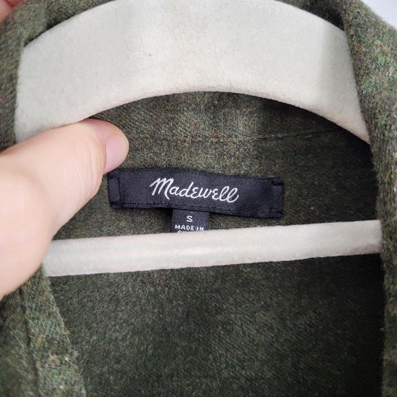 Madewell Classic Flannel Ex-Boyfriend Button Back Green 100% Cotton Size Small - Picture 3 of 7